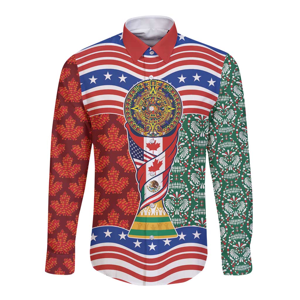 Custom Mexico Canada USA Long Sleeve Button Shirt World Nations Football 2026