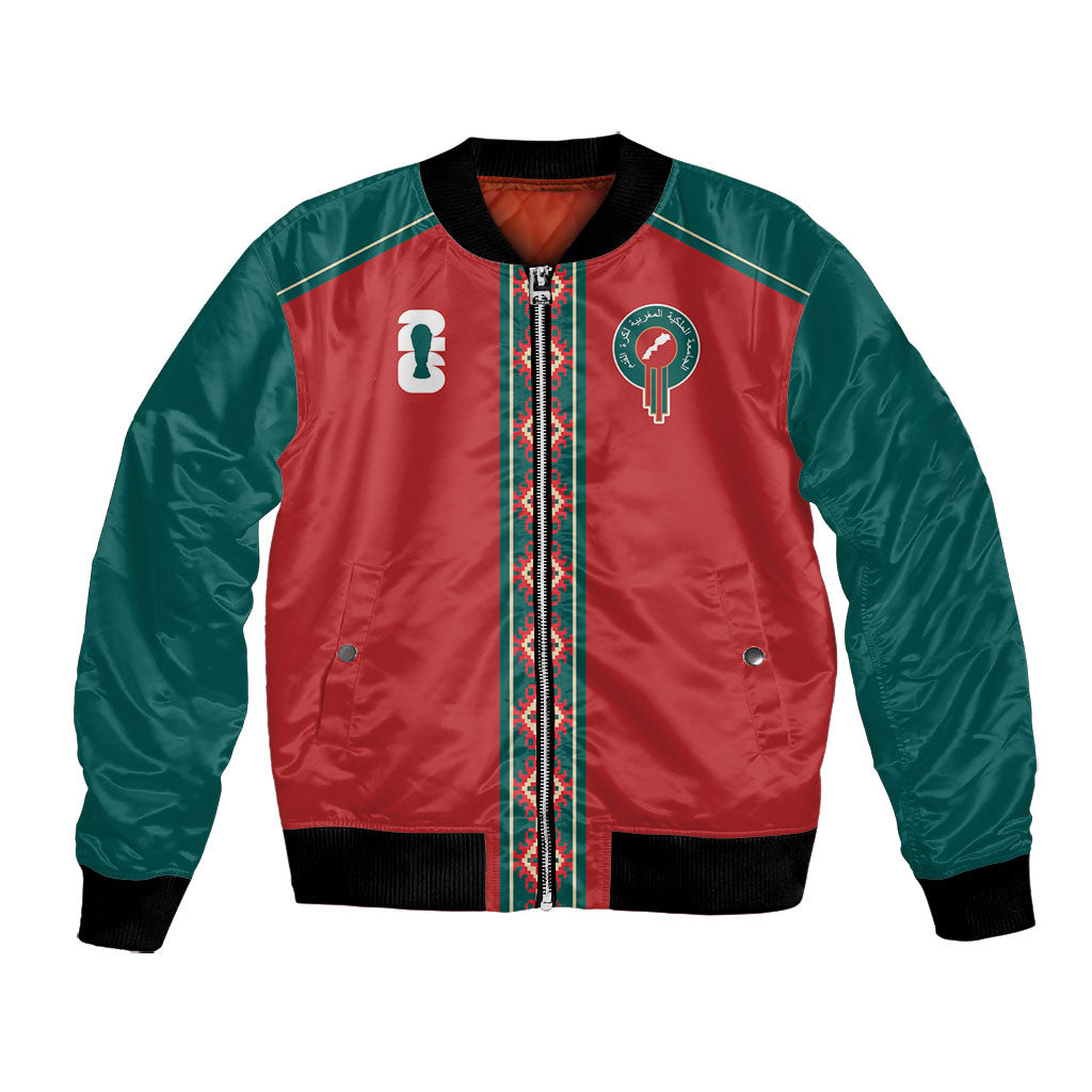 Custom Morocco Heritage Zellige Pattern Bomber Jacket Atlas Lions World Football Supporter Edition