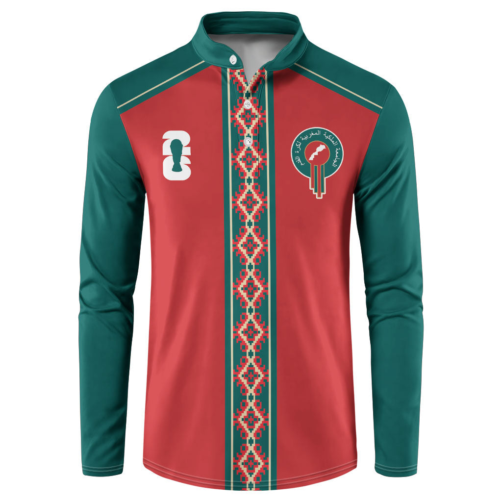 Custom Morocco Heritage Zellige Pattern Button Sweatshirt Atlas Lions World Football Supporter Edition