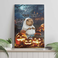 Halloween capybara canvas wall art with glowing jack-o'-lanterns and custom text