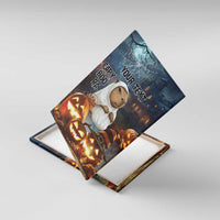 Halloween capybara canvas wall art with pumpkins and custom text, shown with frame