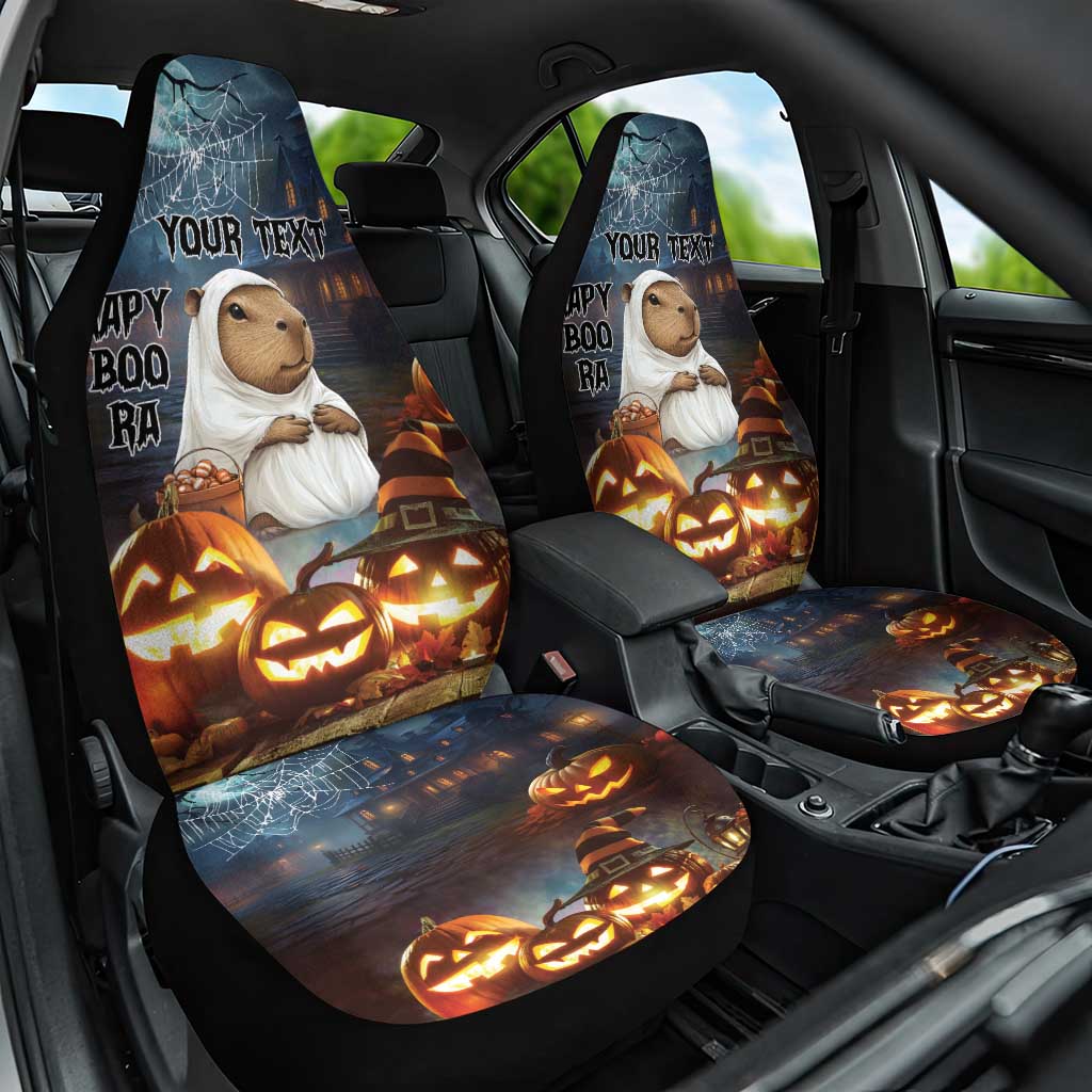 Capy-Boo-Ra Halloween Personalized Car Seat Cover Capybara Funny Spooky Ghost