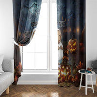 Halloween window curtain showing capybara ghost and jack-o’-lanterns beside a window