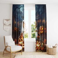 Halloween curtain pair with capybara ghost character and glowing pumpkin faces