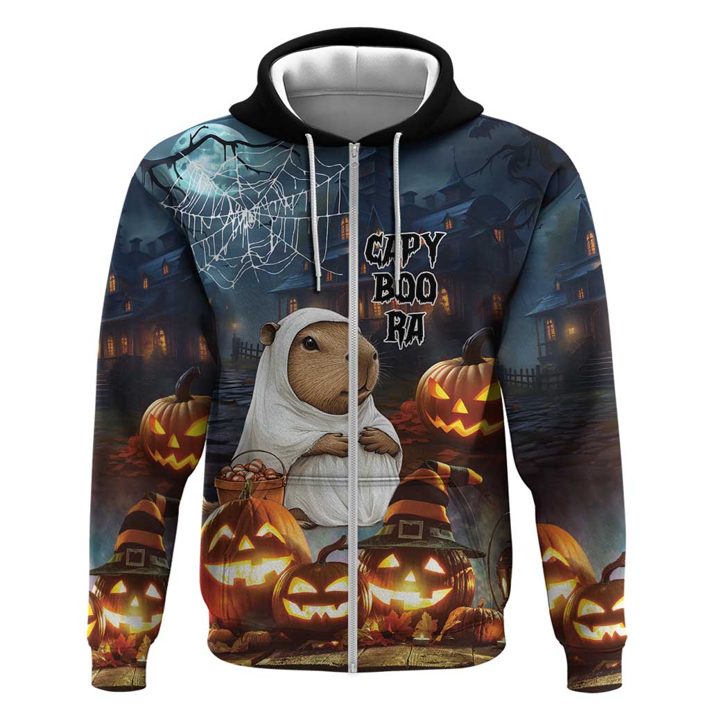 Capy-Boo-Ra Halloween Personalized Zip Hoodie Capybara Funny Spooky Ghost - Wonder Print Shop