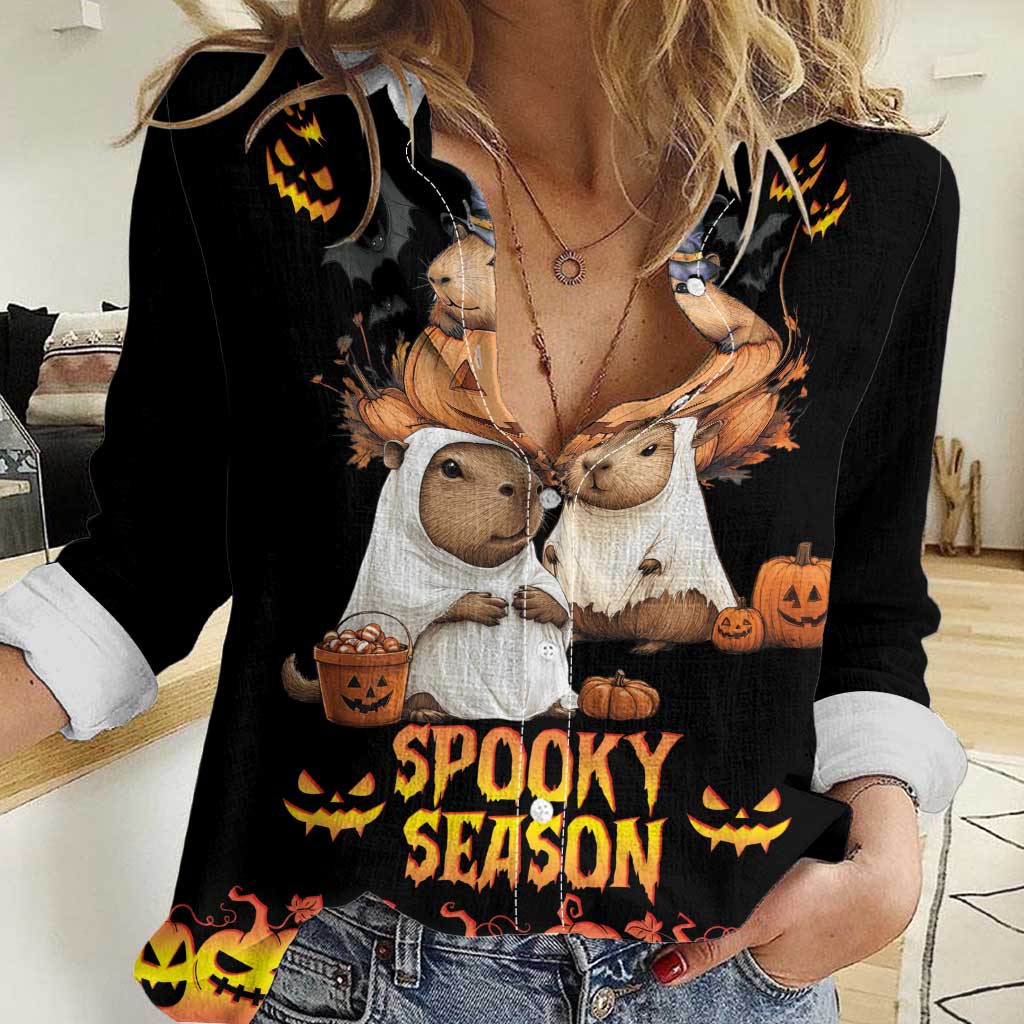 Capy-Boo-Ra Spooky Season Women Casual Shirt