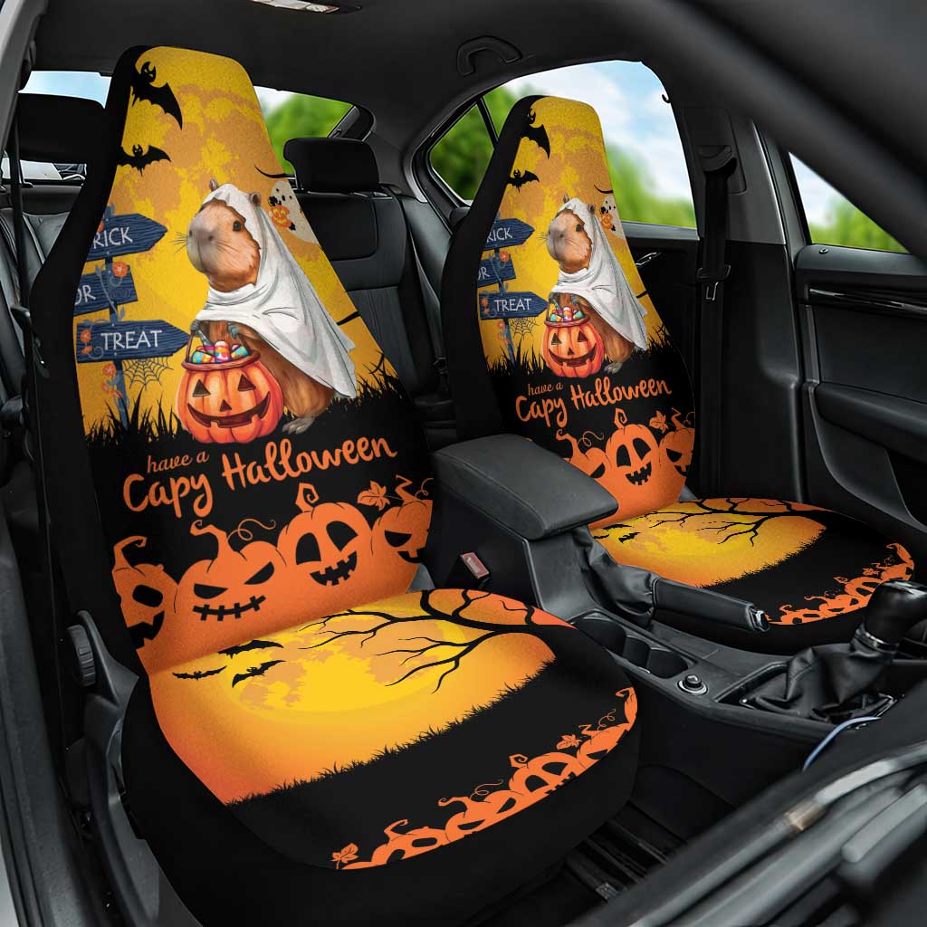 Happy Capy-Boo-Ra Car Seat Cover Capybara Ghost Trick or Treat