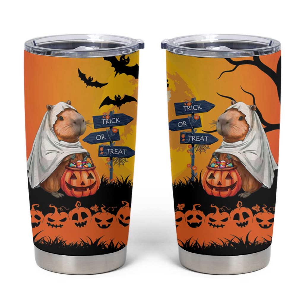 Happy Capy-Boo-ra Tumbler Cup Capybara Ghost Trick or Treat - Wonder Print Shop