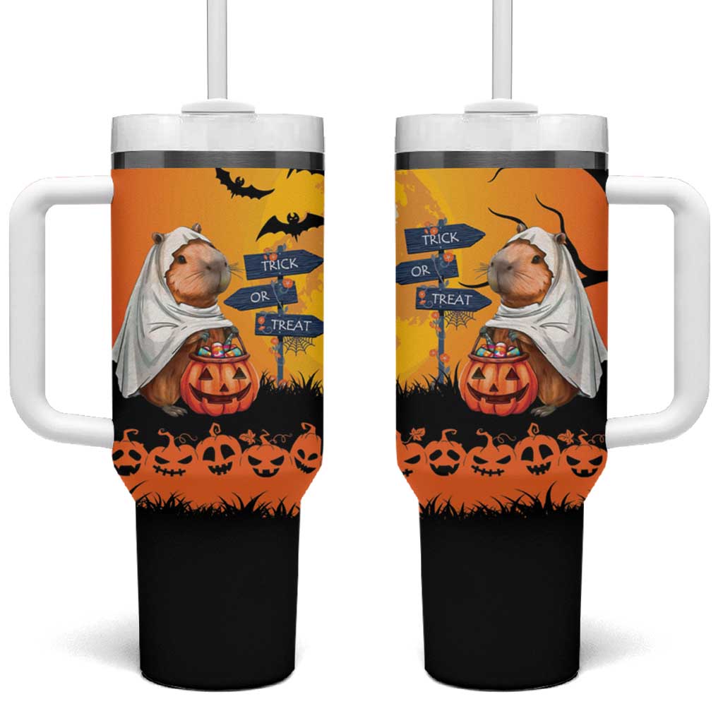 Happy Capy-Boo-ra Tumbler With Handle Capybara Ghost Trick or Treat - Wonder Print Shop