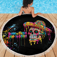 Dripping Sombrero Sugar Skull Beach Blanket Día de los Muertos - Wonder Print Shop
