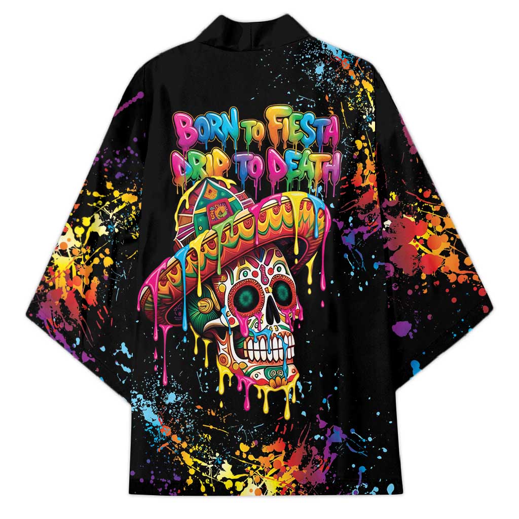 Dripping Sombrero Sugar Skull Kimono Día de los Muertos - Wonder Print Shop