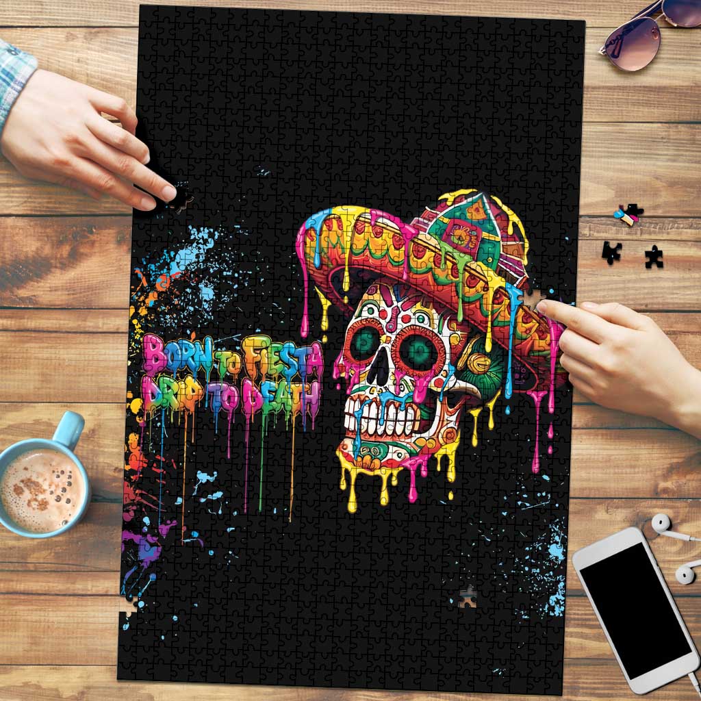 Dripping Sombrero Sugar Skull Puzzle Día de los Muertos - Wonder Print Shop