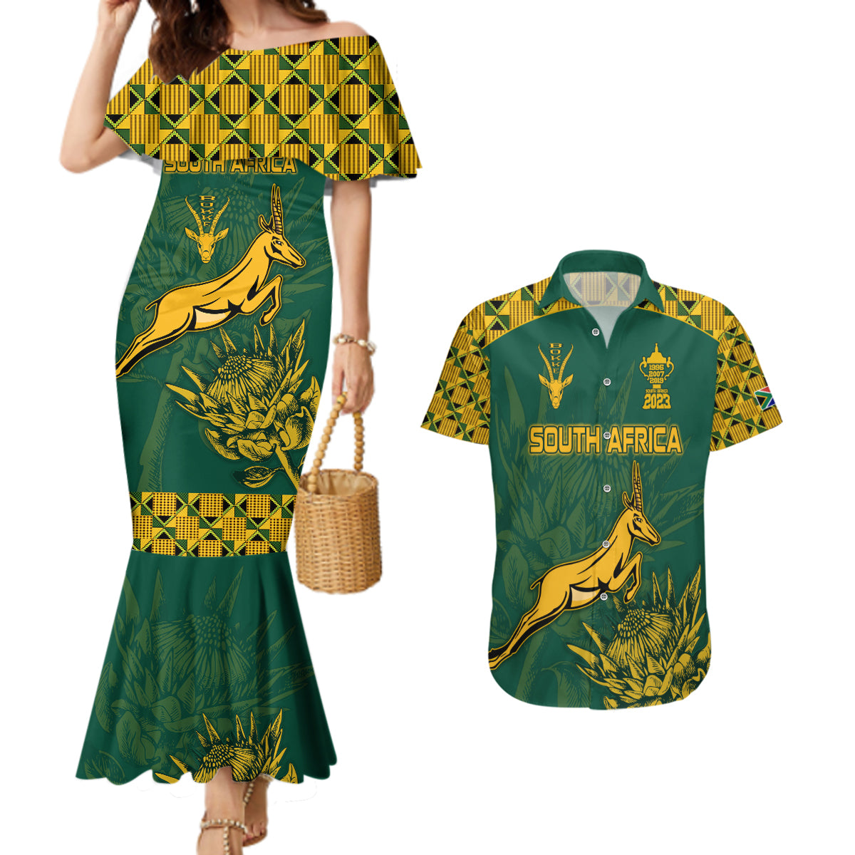 South Africa Rugby Couples Matching Mermaid Dress and Hawaiian Shirt Springboks Proud The Champions LT9 - Wonder Print Shop