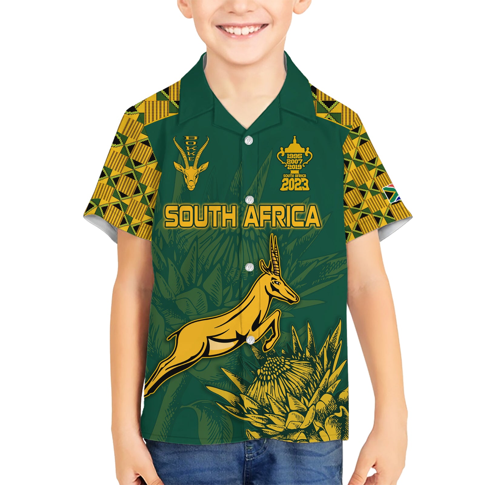 South Africa Rugby Kid Hawaiian Shirt Springboks Proud The Champions - Wonder Print Shop