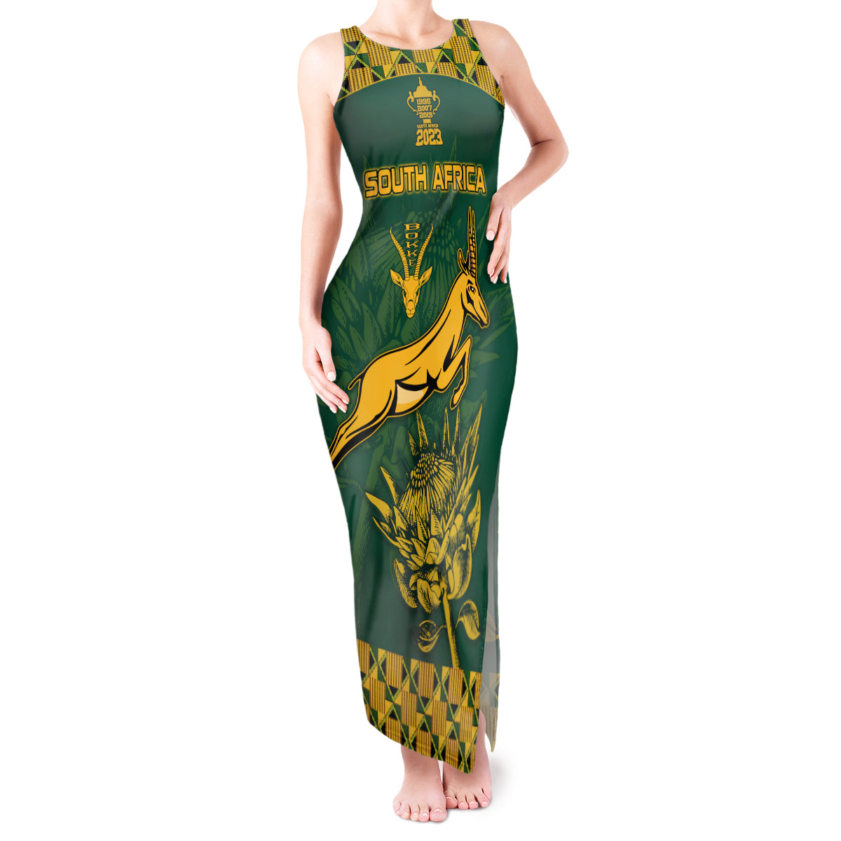 South Africa Rugby Tank Maxi Dress Springboks Proud The Champions - Wonder Print Shop