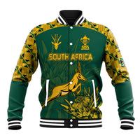 Green rugby baseball jacket with gold emblems, kangaroo artwork, button front
