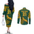 Custom South Afica Rugby Couples Matching Off The Shoulder Long Sleeve Dress and Long Sleeve Button Shirt Springboks Proud The Champions LT9