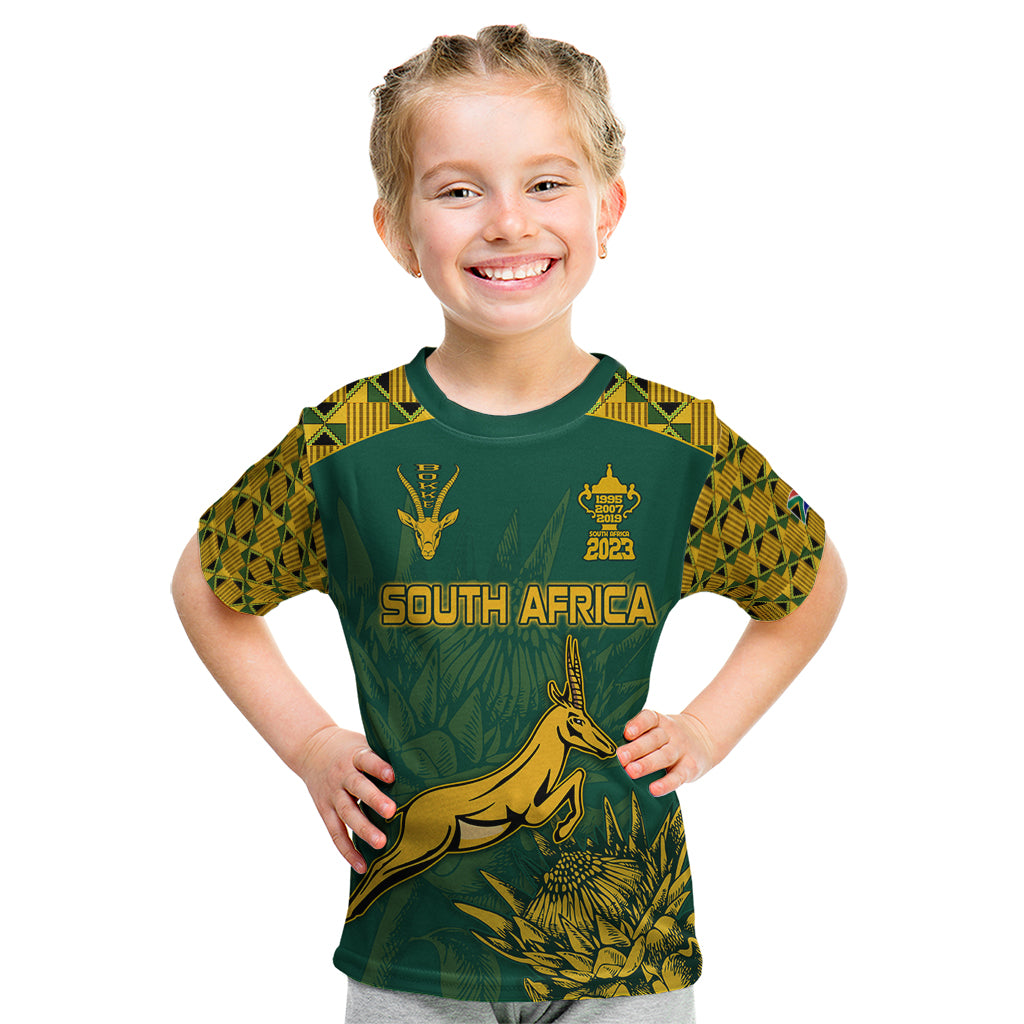 Custom South Africa Rugby Kid T Shirt Springboks Proud The Champions No2 - Wonder Print Shop