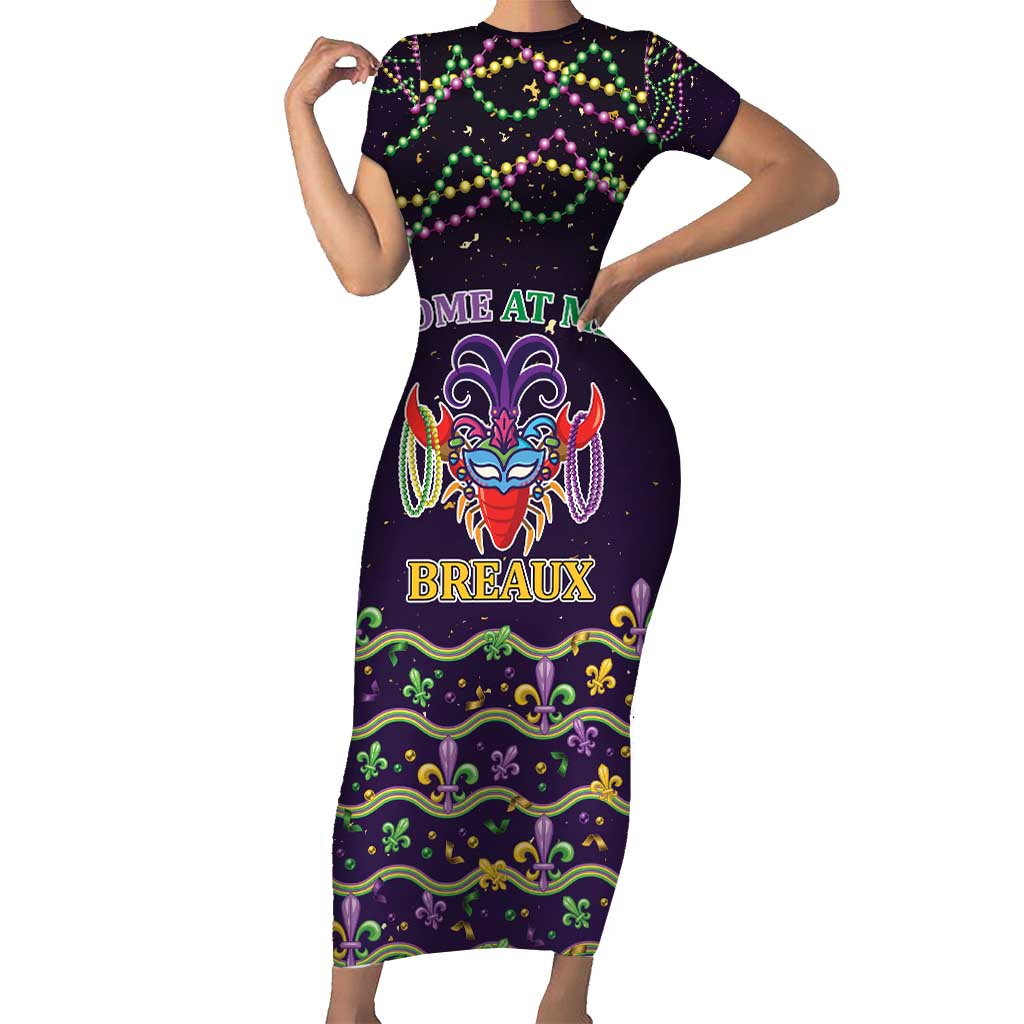 Come At Me Breaux Crawfish Beads Short Sleeve Bodycon Dress Mardi Gras Carnival - Wonder Print Shop