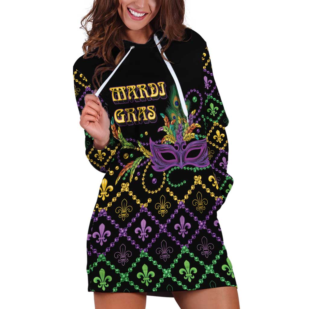 Mardi Gras Carnival Hoodie Dress Geometric Pattern Vintage - Wonder Print Shop