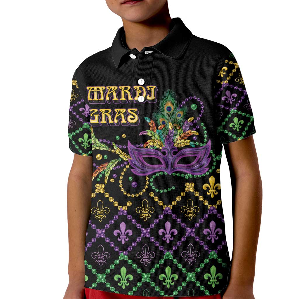 Mardi Gras Carnival Kid Polo Shirt Geometric Pattern Vintage - Wonder Print Shop