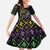 Mardi Gras Carnival Kid Short Sleeve Dress Geometric Pattern Vintage - Wonder Print Shop