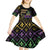 Mardi Gras Carnival Kid Short Sleeve Dress Geometric Pattern Vintage - Wonder Print Shop