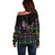 Mardi Gras Carnival Off Shoulder Sweater Geometric Pattern Vintage