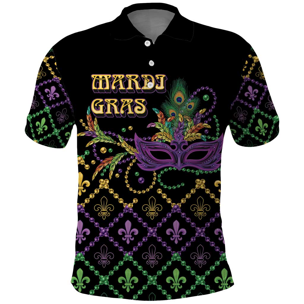 Mardi Gras Carnival Polo Shirt Geometric Pattern Vintage - Wonder Print Shop