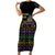 Mardi Gras Carnival Short Sleeve Bodycon Dress Geometric Pattern Vintage - Wonder Print Shop