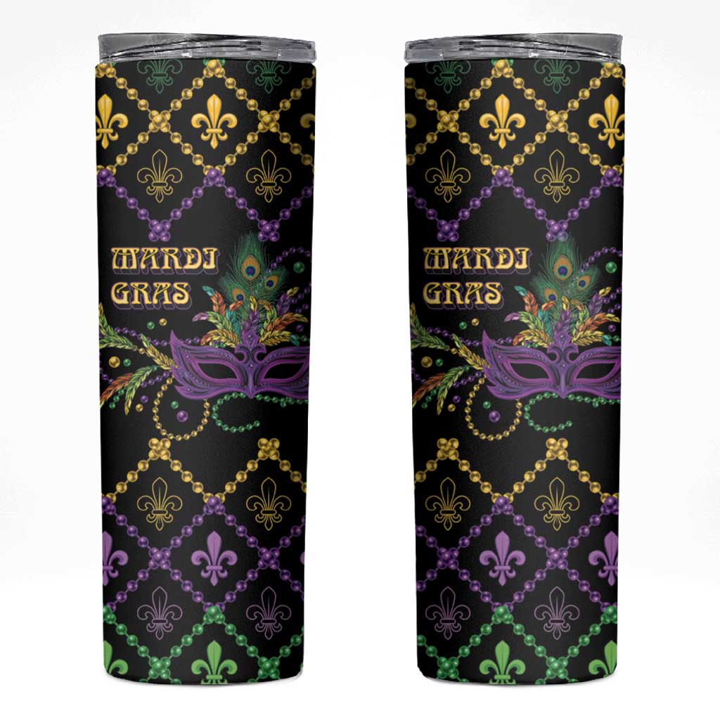 Mardi Gras Carnival Skinny Tumbler Geometric Pattern Vintage - Wonder Print Shop