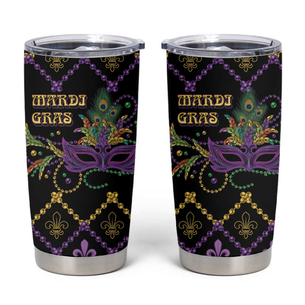 Mardi Gras Carnival Tumbler Cup Geometric Pattern Vintage - Wonder Print Shop