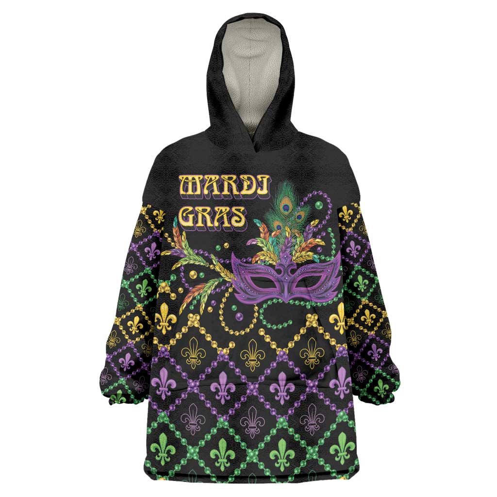 Mardi Gras Carnival Wearable Blanket Hoodie Geometric Pattern Vintage