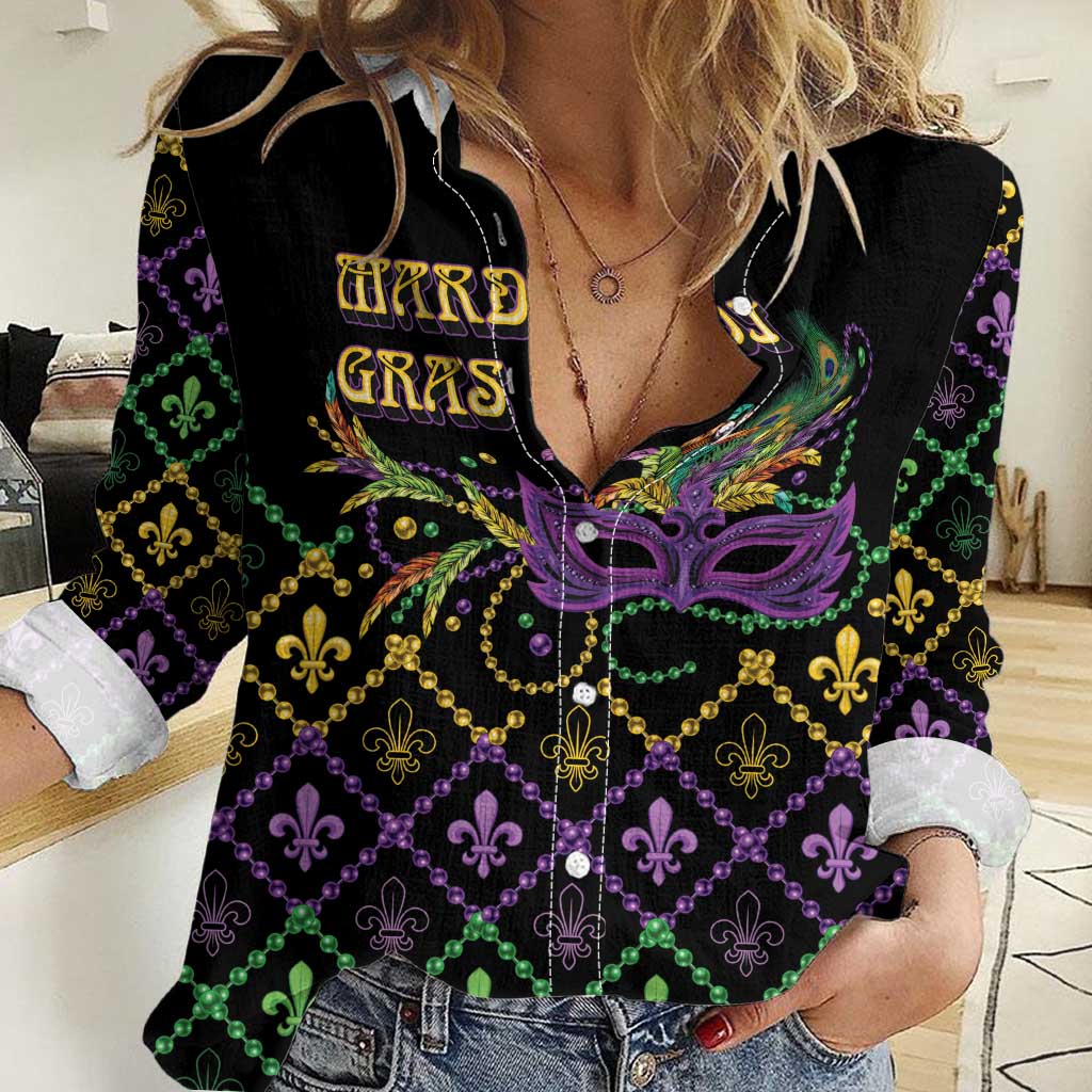 Mardi Gras Carnival Women Casual Shirt Geometric Pattern Vintage - Wonder Print Shop