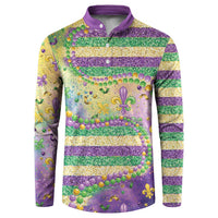 Purple and gold striped sweatshirt with fleur-de-lis, glitter, and bead embellishments