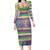 Mardi Gras Fleur De Lis Long Sleeve Bodycon Dress With Beads Glitter Pattern - Wonder Print Shop