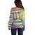 Mardi Gras Fleur De Lis Off Shoulder Sweater With Beads Glitter Pattern