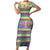 Mardi Gras Fleur De Lis Short Sleeve Bodycon Dress With Beads Glitter Pattern - Wonder Print Shop