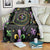 Mardi Gras Fleur De Lis Blanket With Round Carnival Beads