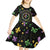 Mardi Gras Fleur De Lis Kid Short Sleeve Dress With Round Carnival Beads - Wonder Print Shop