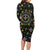 Mardi Gras Fleur De Lis Long Sleeve Bodycon Dress With Round Carnival Beads - Wonder Print Shop