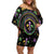 Mardi Gras Fleur De Lis Off Shoulder Short Dress With Round Carnival Beads - Wonder Print Shop