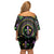 Mardi Gras Fleur De Lis Off Shoulder Short Dress With Round Carnival Beads - Wonder Print Shop