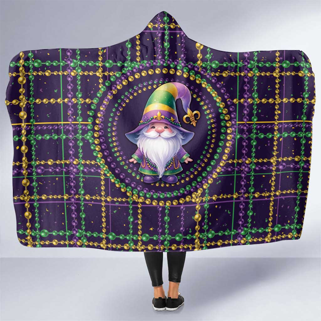 Mardi Gras Gnome Hooded Blanket Beads Fleur de lis Symbol