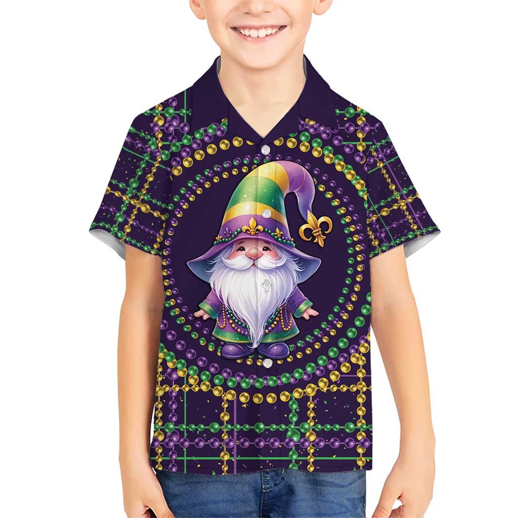 Mardi Gras Gnome Kid Hawaiian Shirt Beads Fleur de lis Symbol - Wonder Print Shop