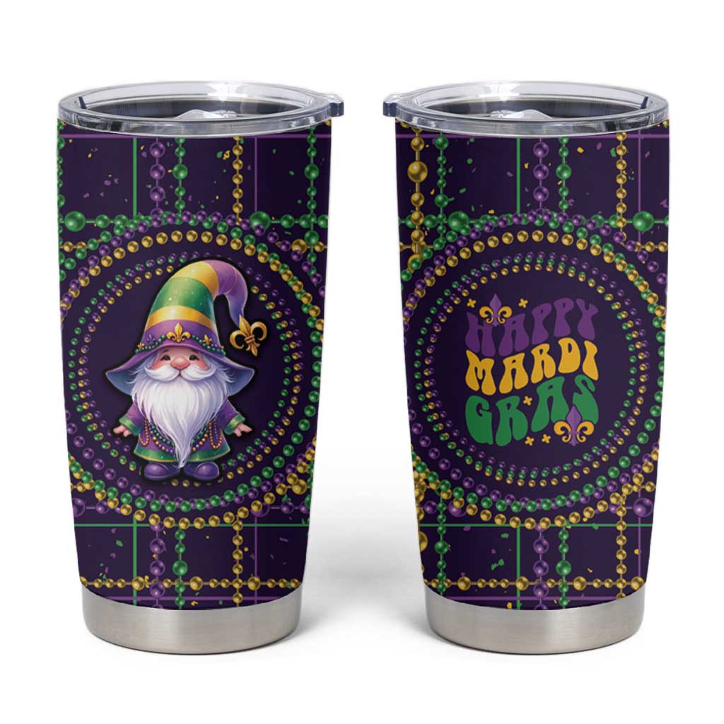 Mardi Gras Gnome Tumbler Cup Beads Fleur de lis Symbol - Wonder Print Shop