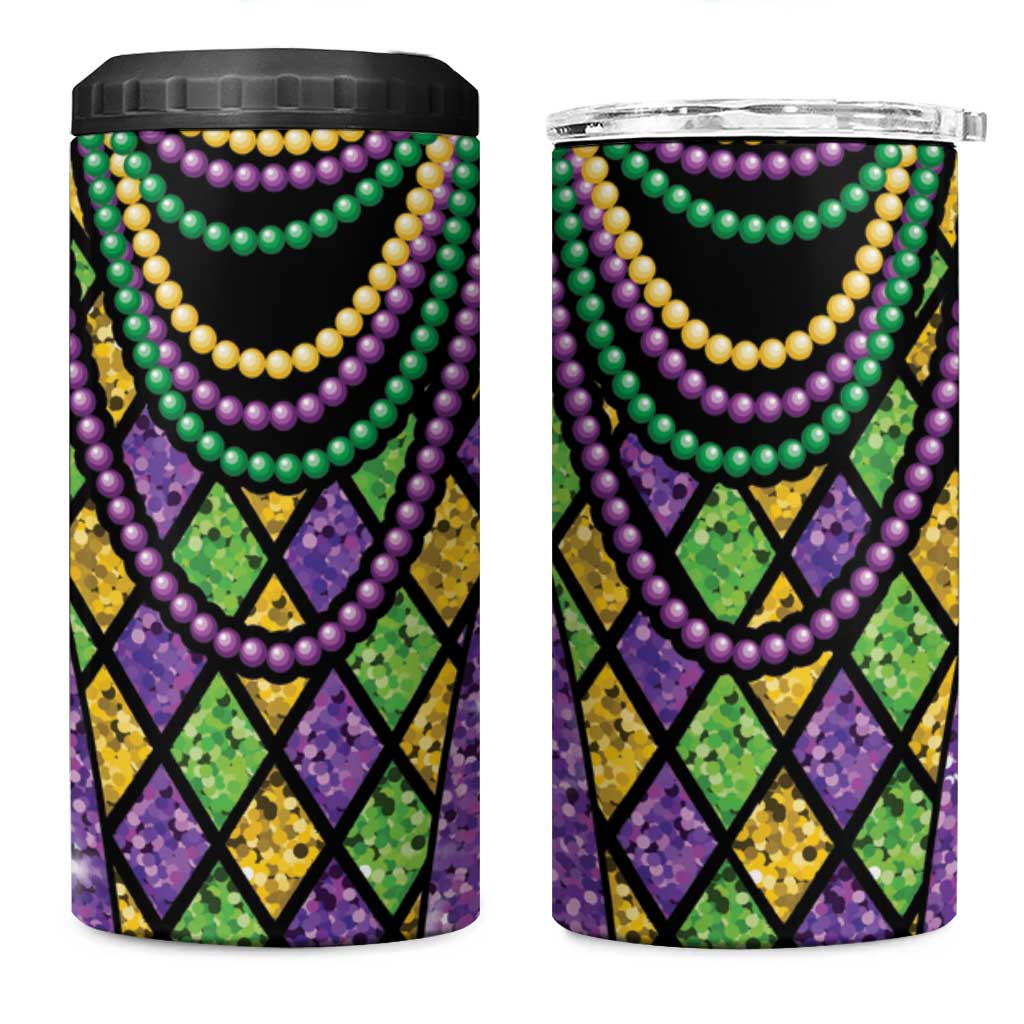 Mardi Gras Strings of Beads 4 in 1 Can Cooler Tumbler