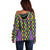 Mardi Gras Strings of Beads Off Shoulder Sweater