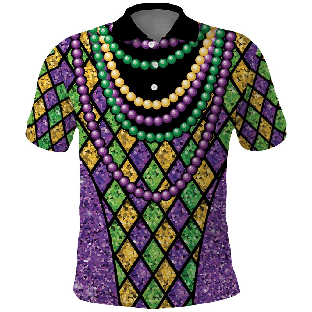 Mardi Gras Strings of Beads Polo Shirt - Wonder Print Shop