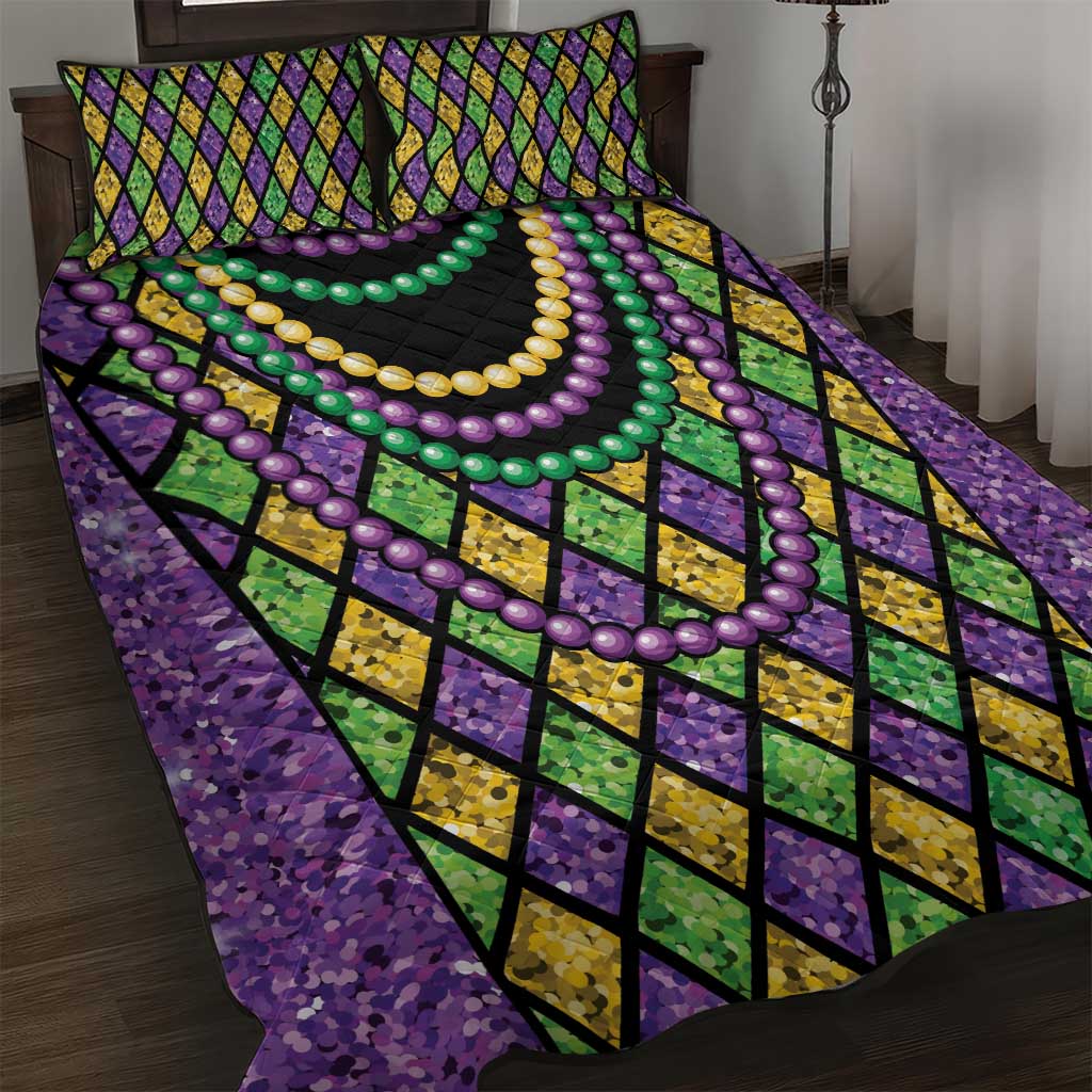 Mardi Gras Strings of Beads Quilt Bed Set - Wonder Print Shop